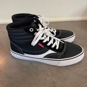 Levi black white canvas high stop fashion sneakers vans style mens size 8